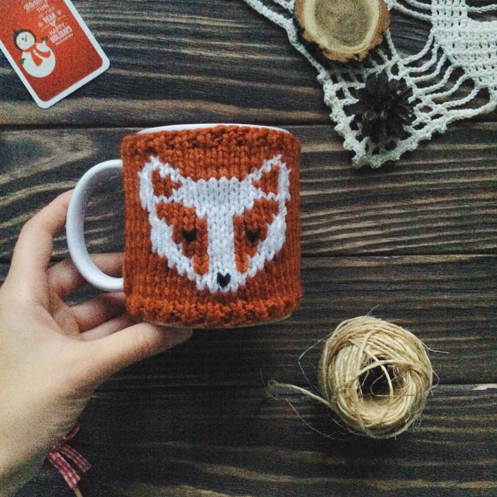 Чашка "Вязанная лисичка"