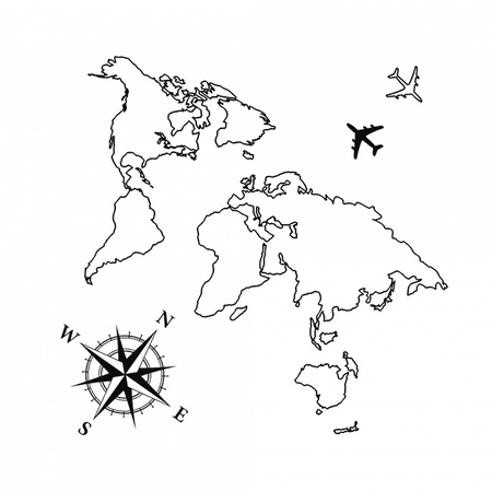 Временная тату "Карта мира", 8 см
