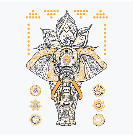 Кружево-Мандала, золотые Флеш Тату (Flash tattoo) металлические на тело, 20x14см