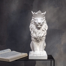 Біла гіпсова статуетка лева з короною придбати в інтернет-магазині Супер Пуперс