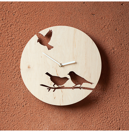 Дерев'яний годинник "Пташки"