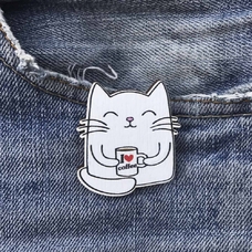 Значок «Котик з кавою» придбати в інтернет-магазині Супер Пуперс