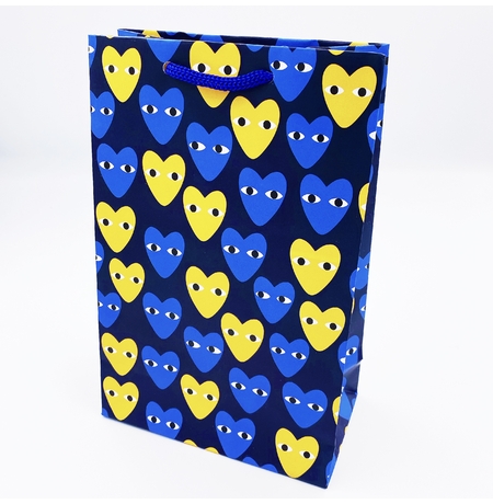 Подарунковий пакет «Yellow and blue hearts», 18x23x10 см