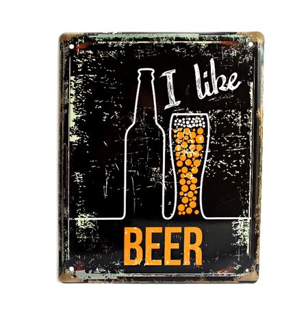 Металлическая табличка «I like beer»
