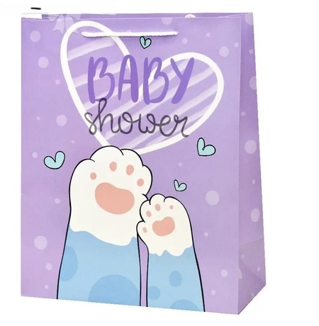 Подарунковий пакет «Baby shower», фіолетовий 18x23x10 см