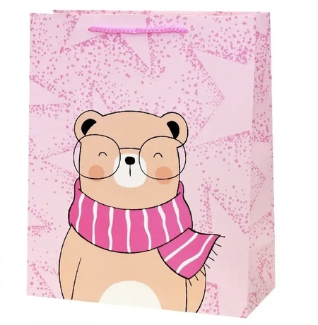 Подарунковий пакет «Pink bear» 18x23x10 см