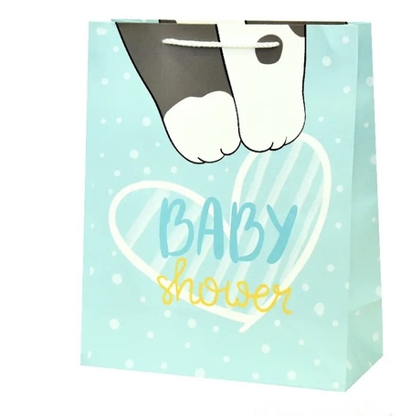 Подарунковий пакет «Baby shower», бірюзовий 18x23x10 см