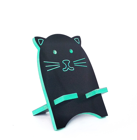 Підставка для смартфона "Чорний котик", бірюзовий