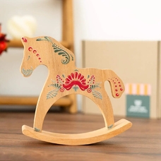 Деревянная лошадка-качалка «Петриковка», лакированная купить в интернет-магазине Супер Пуперс