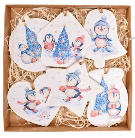 Набір новорічних іграшок «Пінгвіни»