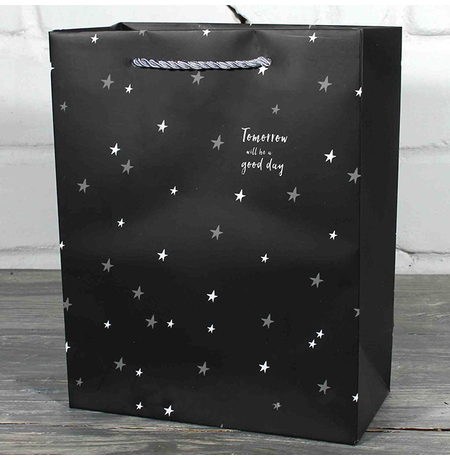 Подарочный пакет "Звездная ночь (black)" 32х26х12 см