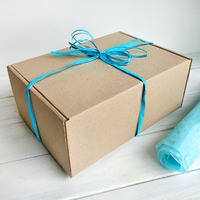 Подарункова коробка «Крафтова», з блакитною тишью