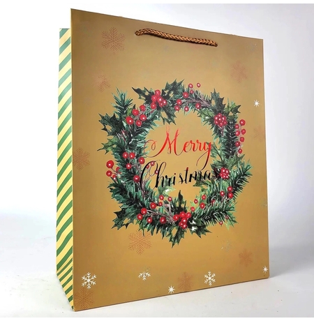 Подарочный пакет «Merry Christmas», новогодний венок