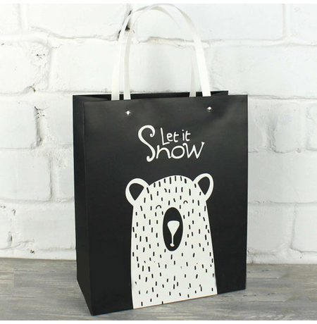 Подарунковий пакет "Let it snow" (білий ведмідь) 32x26x12 см