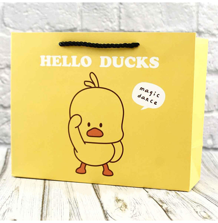 Подарунковий пакет «Ducks» (жовтий) 32x26x11 см