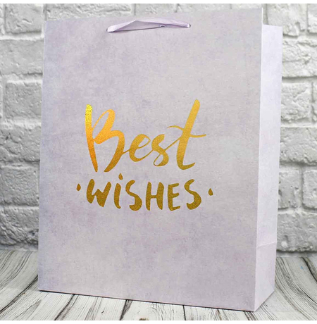 Подарочный пакет «Best wishes» (velvet) 32х26х11 см