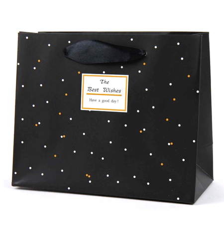 Подарунковий пакет «The best wishes» (black), 16x13x7 см