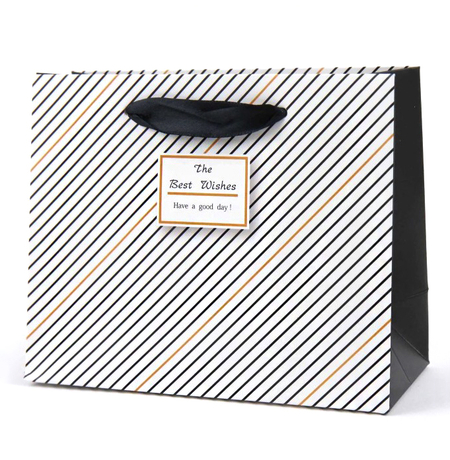 Подарунковий пакет «The best wishes» (stripes), 16x13x7 см