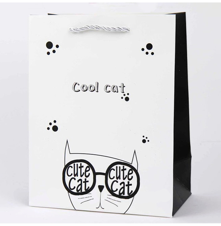 Подарочный пакет «Cool Cat» (white) 32x26x12 см