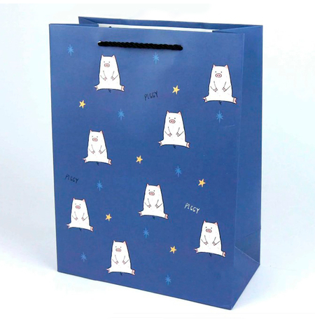 Подарочный пакет «Свинюхи» (dark blue) 33x25x12 см