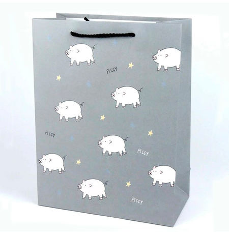 Подарунковий пакет «Свинюхи» (gray) 33x25x12 см