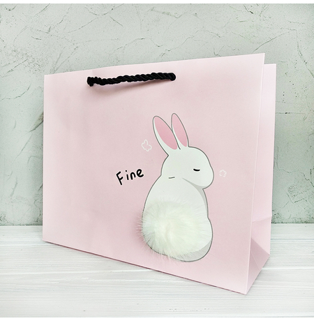 Подарунковий пакет «Кролик з хвостиком», 26x20x10 см