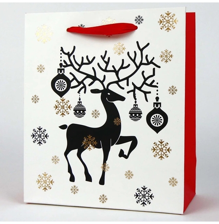 Подарочный пакет «Праздничный олень»  18x21x8,5 см