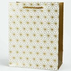Подарочный пакет «Geometry» (white&gold) 23х18х10 см купить в интернет-магазине Супер Пуперс