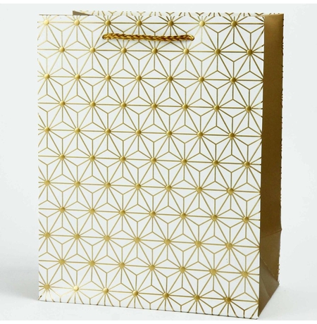 Подарочный пакет «Geometry» (white&gold) 23х18х10 см