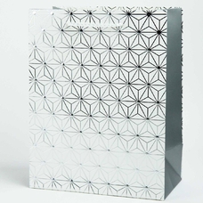 Подарочный пакет «Geometry» (white&silver) 23х18х10 см купить в интернет-магазине Супер Пуперс