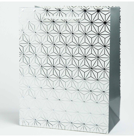 Подарочный пакет «Geometry» (white&silver) 23х18х10 см