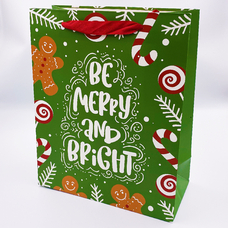 Подарочный пакет «Be merry and bright» 32х26х12 см купить в интернет-магазине Супер Пуперс