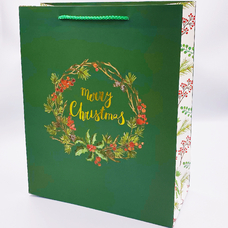 Подарунковий пакет «Новорічний вінок» 32х26х12 см придбати в інтернет-магазині Супер Пуперс