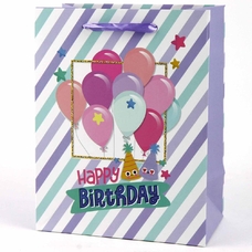 Подарочный пакет «Happy Birthday» (purple) 32x26x12 см купить в интернет-магазине Супер Пуперс