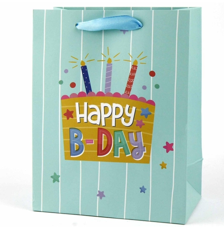 Подарочный пакет «Happy Birthday» (green) 32x26x12 см