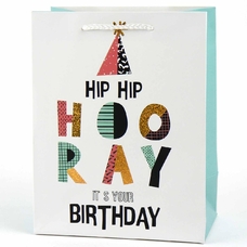 Подарочный пакет «Happy Birthday» (hooray) 18x23x10 см купить в интернет-магазине Супер Пуперс