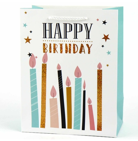 Подарочный пакет «Happy Birthday» (candles) 18x23x10 см