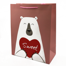 Подарочный пакет «Teddy-Bear» (red heart) 32x26x12 см купить в интернет-магазине Супер Пуперс