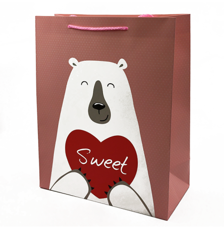 Подарунковий пакет «Teddy-Bear» (red heart) 32x26x12 см