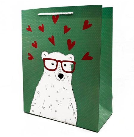 Подарочный пакет «Teddy-Bear» (green) 32x26x12 см