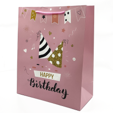 Подарочный пакет «Happy Birthday» (caps) 32x26x12 см купить в интернет-магазине Супер Пуперс