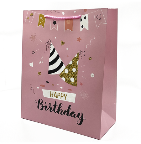 Подарочный пакет «Happy Birthday» (caps) 32x26x12 см