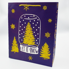 Подарочный пакет «Let it snow», снежный шар 32х26х12 см купить в интернет-магазине Супер Пуперс