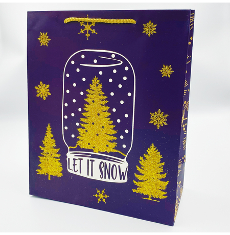 Подарочный пакет «Let it snow», снежный шар 32х26х12 см