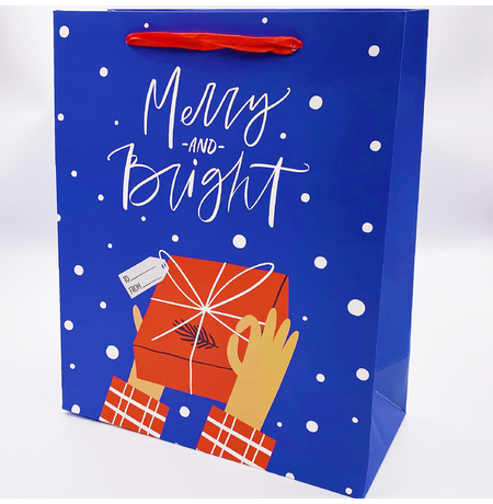 Подарочный пакет «Merry and bright», подарок 32х26х12 см