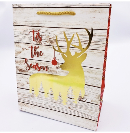 Подарочный пакет «The season», золотой олень 23х18х10 см