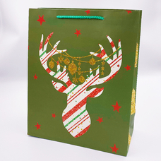 Подарочный пакет «Праздничный олень» 32х26х12 см купить в интернет-магазине Супер Пуперс