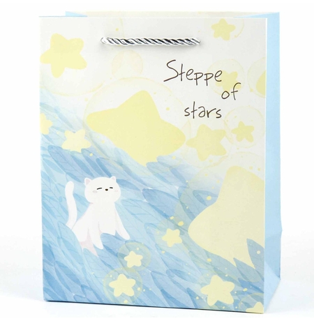 Подарочный пакет «Steppe of stars» (blue) 32x26x12 см
