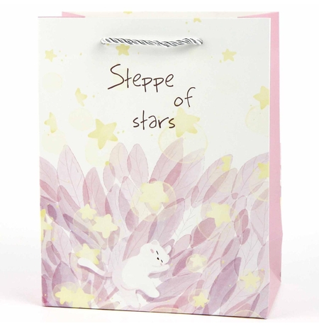 Подарочный пакет «Steppe of stars» (pink) 32x26x12 см