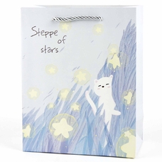 Подарочный пакет "Steppe of stars" (purple) 32x26x12 см